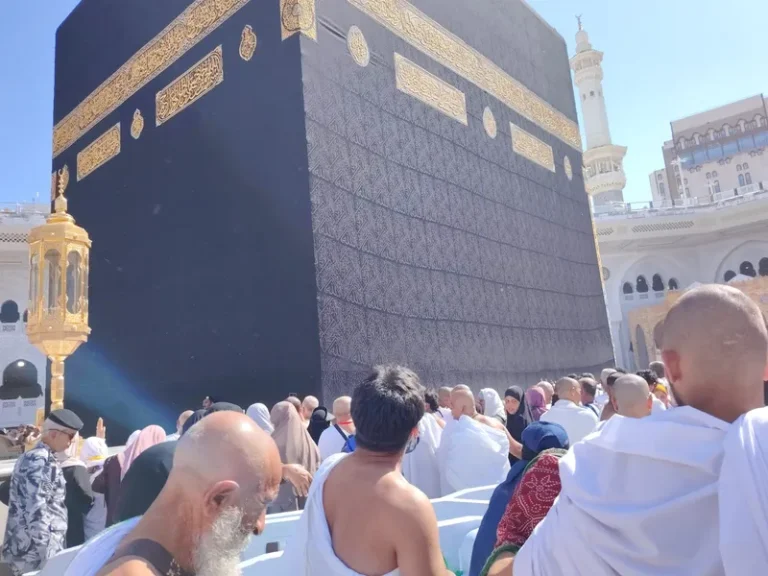 Tawaf Kaaba Hajj Umrah, seven circuits, anti-clockwise, pilgrimage rituals, Islamic worship.