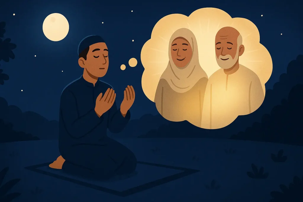 Charity given on behalf of deceased parents bringing spiritual light