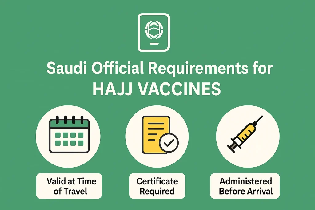 Saudi official Hajj vaccine requirements: Validity, certificate, timing visual icons