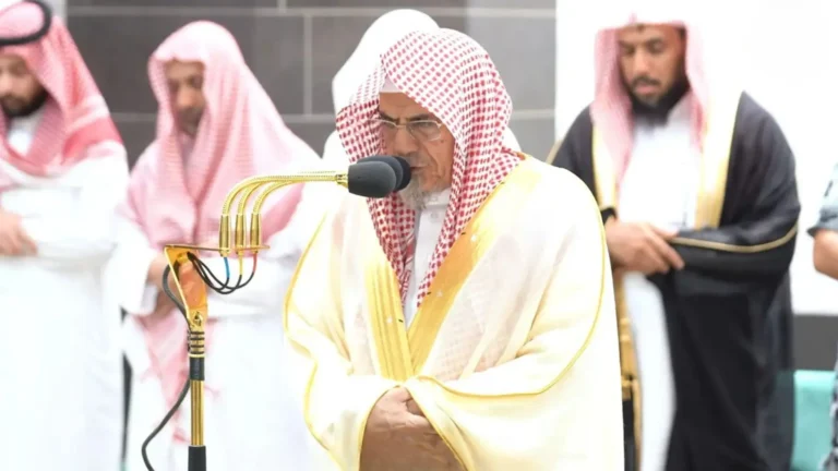 Sheikh Saleh Bin Humaid leading prayer in Masjid al-Haram ahead of the 2025 Arafah Sermon