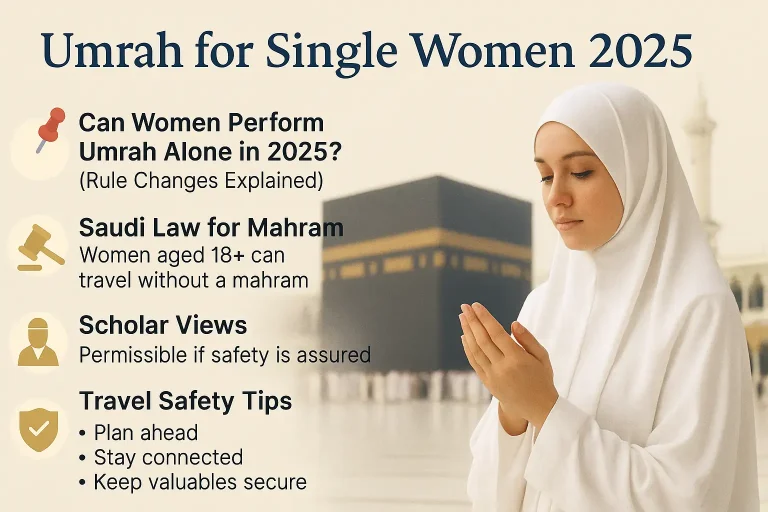 Umrah rules for single women 2025 – Saudi Arabia mahram law, female pilgrims, travel safety and scholar opinions