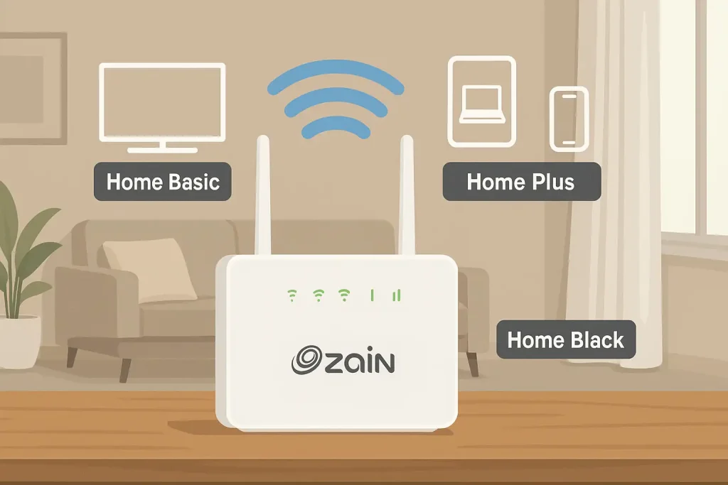 Zain 5G Home WiFi plans including routers and packages for 2025