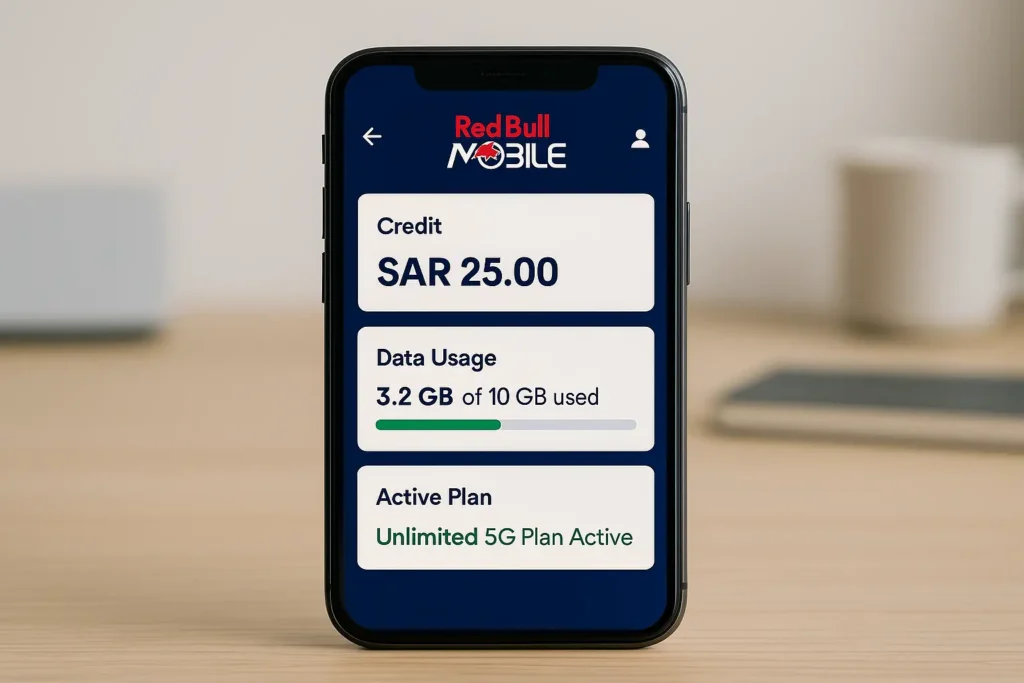 red bull mobile app balance check data credit ksa