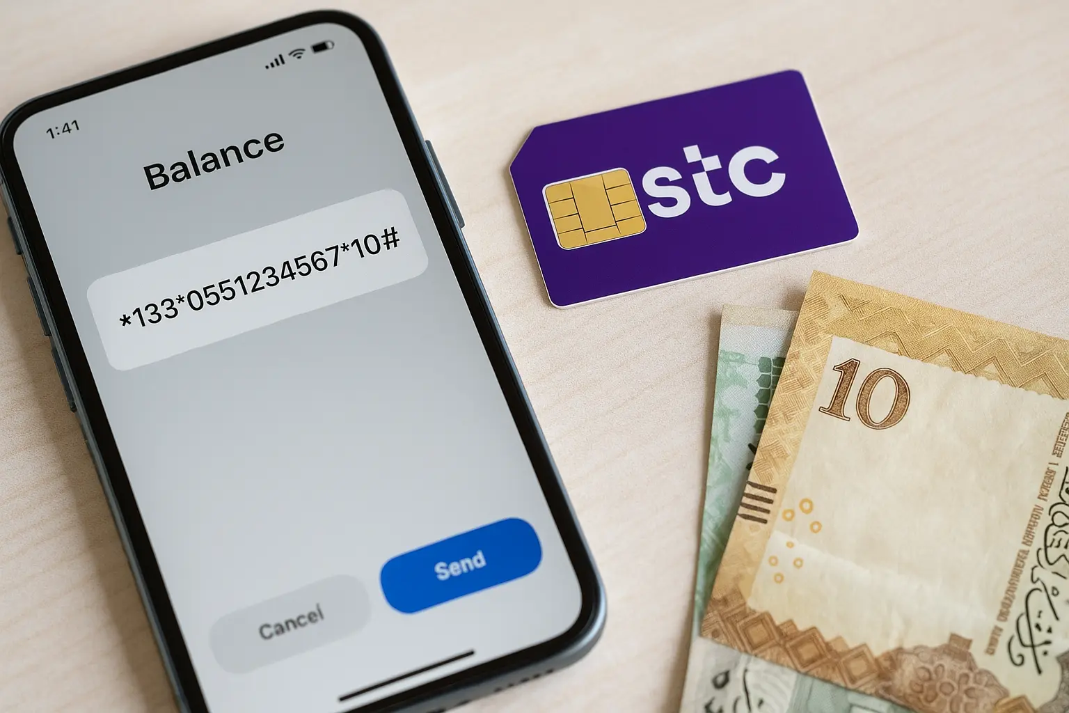 stc balance transfer code 2025 being entered on a smartphone by a user in Saudi Arabia