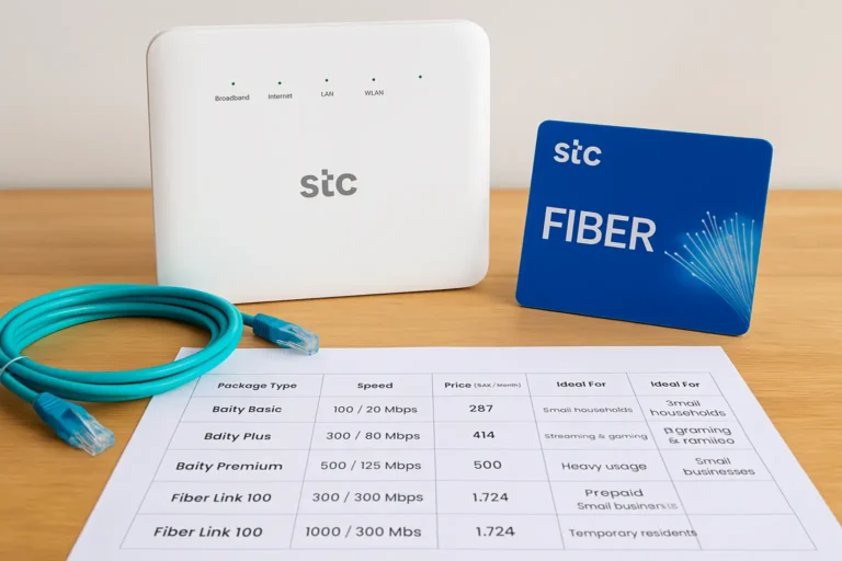 STC Fiber Internet Packages 2025: Postpaid, Prepaid & Personal Plans Compared 10 STC fiber internet packages 2025 in Saudi Arabia including postpaid, prepaid, and Baity home plans with free modem and high-speed FTTH connection