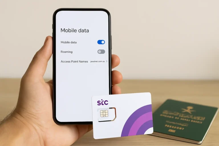 How to Activate STC Internet in 2026: 5 Powerful Fixes You Need Now 8 STC internet activation Saudi Arabia 2025 – person holding smartphone with mobile data settings and STC SIM card