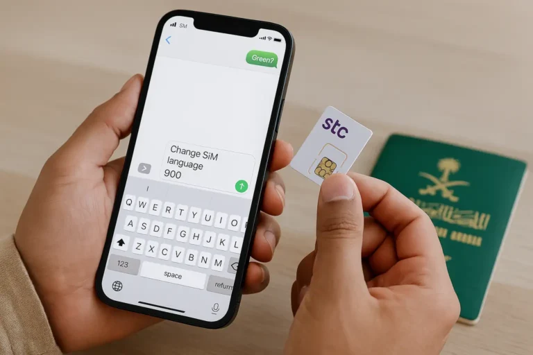 Change STC SIM Language in Saudi Arabia: 2026 Guide to English SMS & App Settings 6 STC SIM language change Saudi Arabia 2025 – user sending 1390 SMS to 900 while holding STC SIM card
