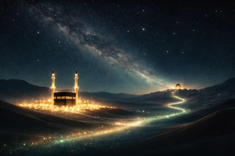 Alt: What is Isra and Mi‘raj: night journey and ascension overview (Shab-e-Miraj meaning).