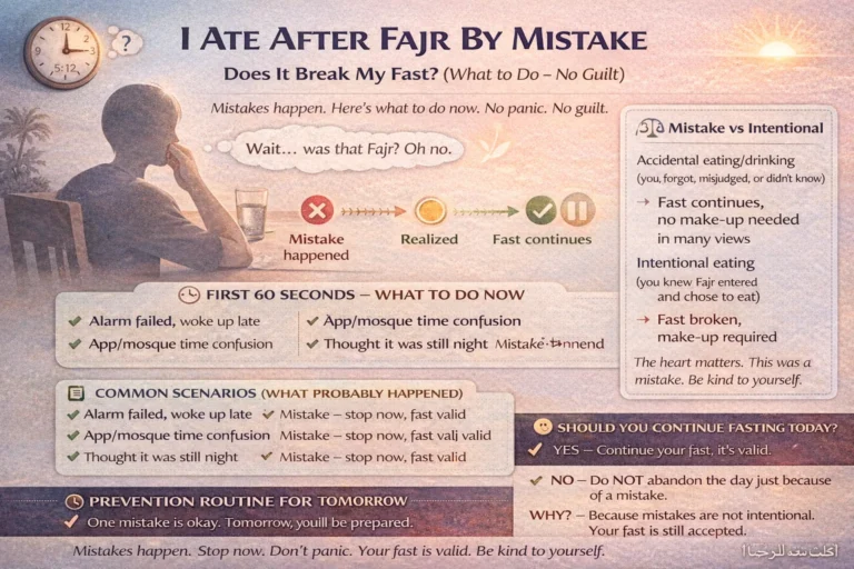 Alarm failure and sleepy mistake after Fajr: stop immediately, understand mistake vs intentional, and prevent repeat with an imsak buffer