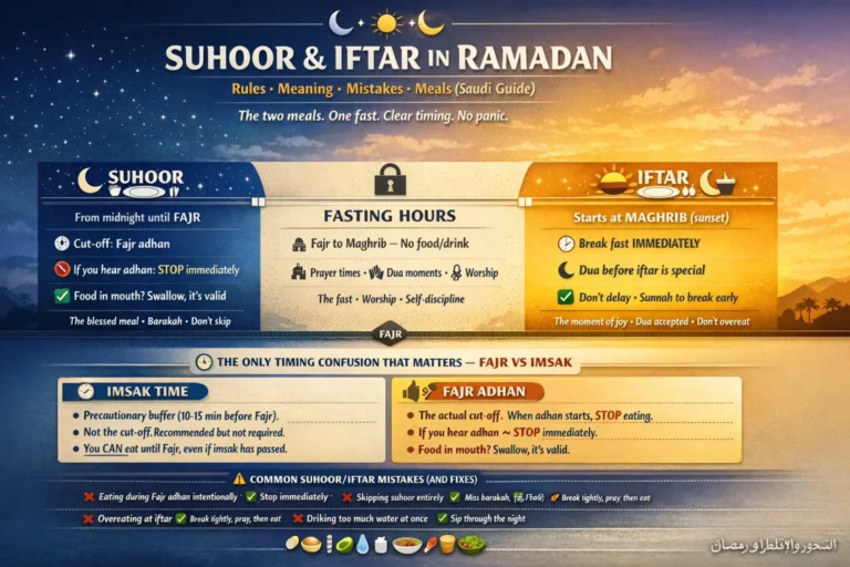 Fajr vs imsak time, adhan timing confusion in Saudi Ramadan