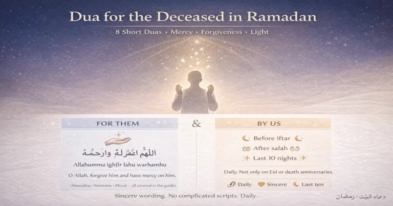Dua for deceased in Ramadan: what to say (simple and sincere) 17 Gentle supplications for mercy and forgiveness with Arabic text and meanings, plus a simple remembrance plan before iftar and during the last ten nights