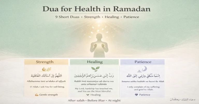 Dua for health in Ramadan: easy duas for strength, healing, and patience 19 Short healing and strength supplications with Arabic text and meanings, plus a calming routine after prayer, before iftar, and at night for patience during fasting