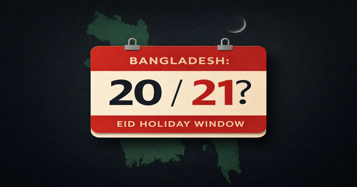 Eid ul fitr 2026 in Bangladesh 1 Bangladesh moon sighting update with March 20 vs March 21 Eid date scenario, government holiday window, general holiday day, Dhaka eid jamaat timing tips, Chand Raat shift note, and zakat al-fitr deadline (2026)