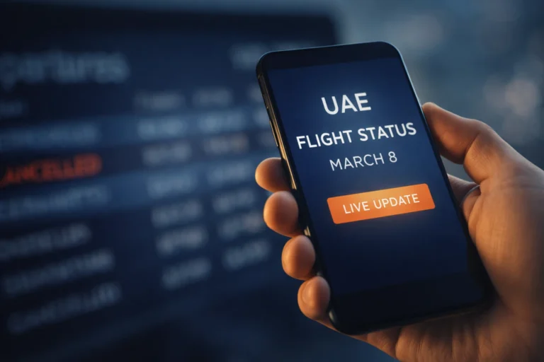 Dubai airports DXB DWC disruption update with Abu Dhabi and Sharjah access rules, airline rebooking windows, refund steps, transit guidance, and “don’t go without confirmation” reminder (2026)