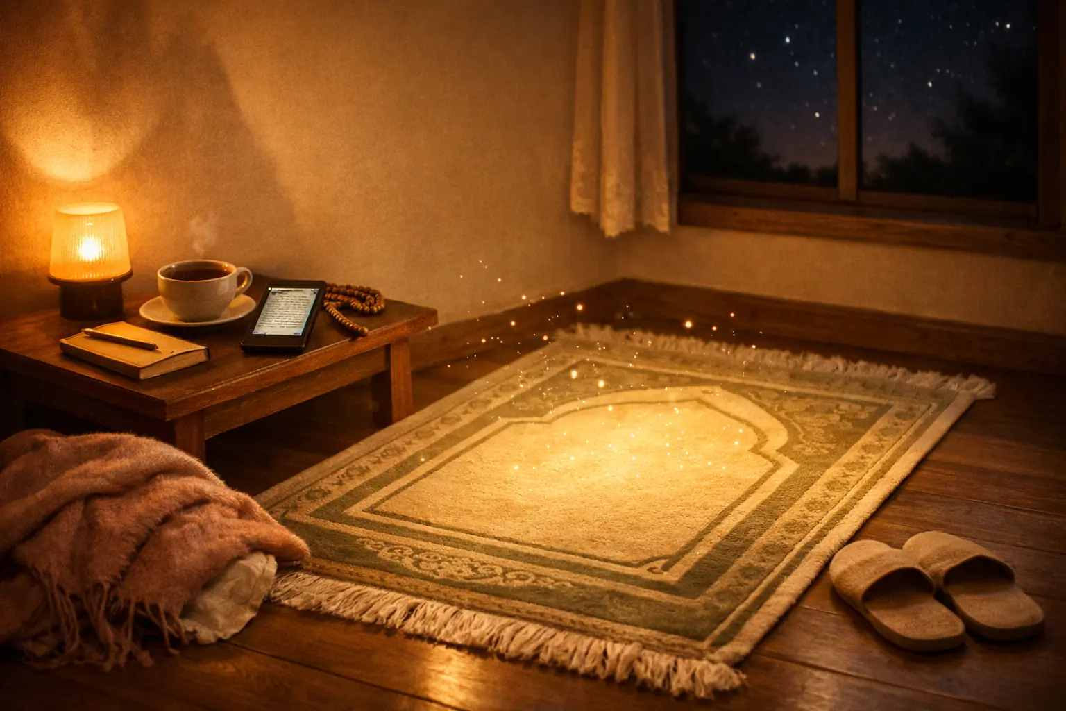 Laylatul Qadr worship at home for women with Maghrib-to-Fajr routine, dua and dhikr checklist, Quran read-or-listen options, period-friendly worship, and busy-mom micro blocks (2026)