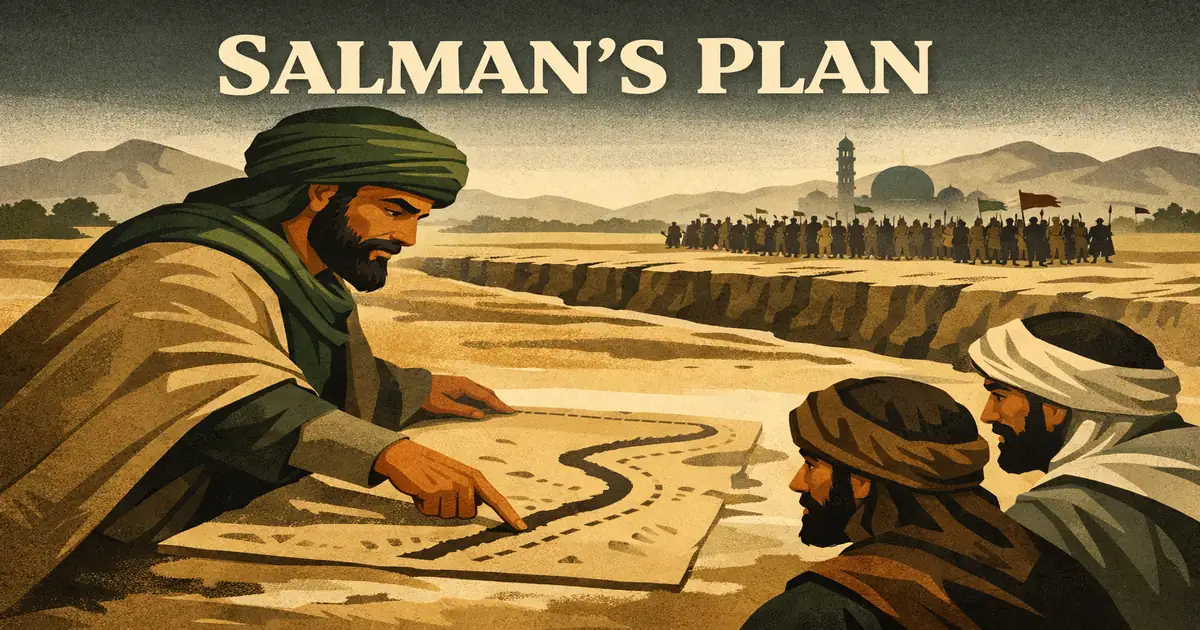 Who Suggested Digging the Trench? The Salman al-Farsi Strategy in Khandaq 1 Salman al-Farsi trench strategy in Khandaq showing shura consultation, Medina defense planning, why the tactic was unusual in Arabia, and how it changed the siege outcome