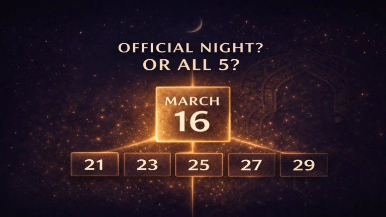 Turkey Kadir Gecesi 2026 guide with Diyanet official night, odd nights (21 23 25 27 29) date windows, Maghrib-to-Fajr night counting, and a busy-person ibadah plan