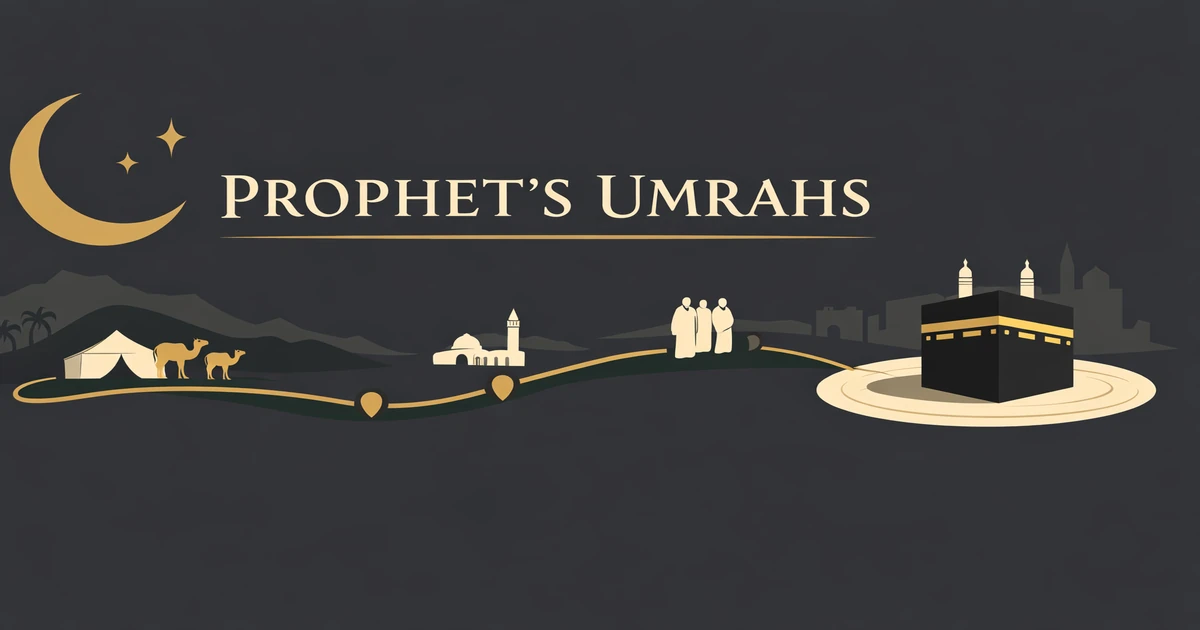 Prophet’s Umrahs in Dhu al-Qadah 1 Timeline of the Umrah journeys: Hudaybiyyah attempt, Umrah al-Qada the following year, Ji‘ranah after Hunayn, and the Umrah connected with Hajj—summarized from major hadith reports (2026)