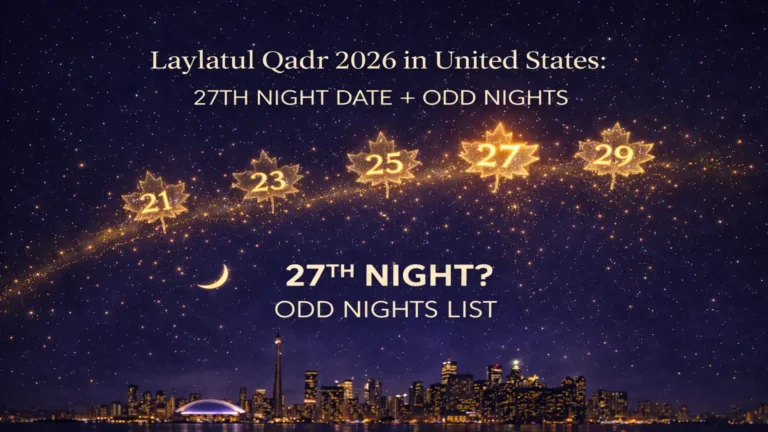 Laylatul Qadr 2026 United States guide with odd nights list (21 23 25 27 29), March 15–16 estimate, time zone differences, sunset-to-fajr night rule, dua, and worship checklist