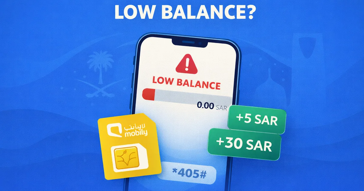 Mobily advance balance guide in Saudi with USSD codes 405 and 430 for small to higher credit, emergency data 403, eligibility check 400, fee per transaction, and activation steps (2026)
